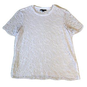 Brooks Brothers Lace Short Sleeve Shirt (White) Size Medium 